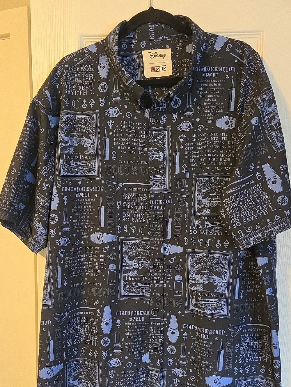 RSVLTS & Disney Black Hocus Pocus Print Short-Sleeve Button-Up Shirt